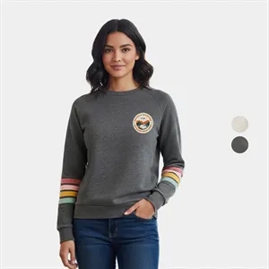 Allana Women's Stripe Long Sleeve Fleece Crewneck