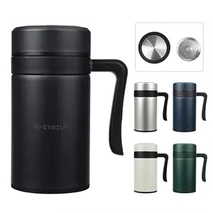 15 Oz Insulated Travel Coffee Mug W/ Lid & Handle