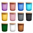 7Oz Assorted Colors Glass Candle Jars With Bamboo Lid | https://www.bestnamebadges.com