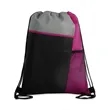 Tri Colored Drawstring Backpack With Mesh Pocket | https://www.bestnamebadges.com
