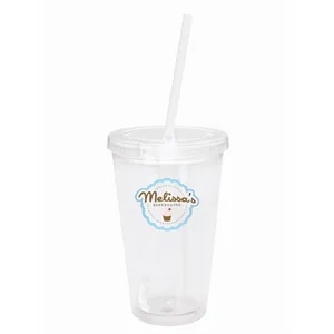 Good Value™ Clear Tumbler with Colored Lid - 18 oz. | https://www.bestnamebadges.com