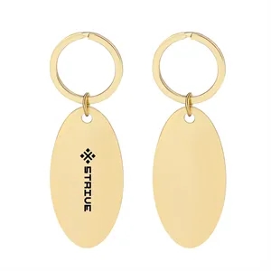 Oval Copper Plated Imitation Gold Zinc Alloy Keychain