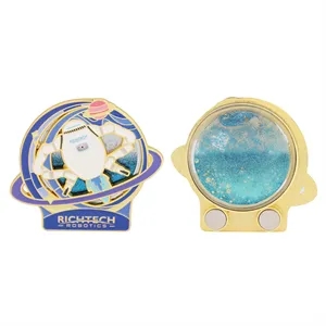 Zinc Alloy Fridge Magnet W/ Acrylic Quicksand Back