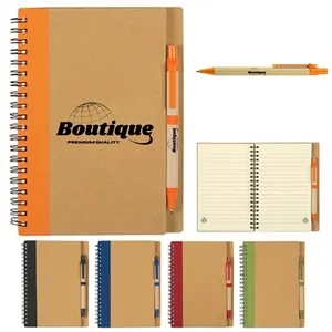 Custom Kraft Paper Spiral Notebook With Pen