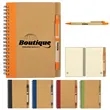 Custom Kraft Paper Spiral Notebook With Pen | https://www.bestnamebadges.com