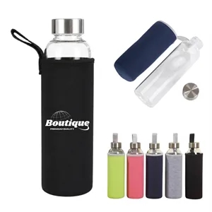 18Oz Custom Glass Water Bottle With Neoprene Sleeve