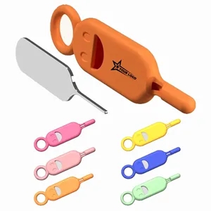 Smiling Face SIM Ejector Pin Holder Keyring Portable Tool
