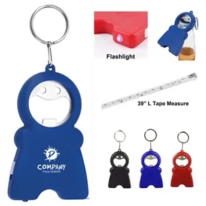 LED Keychain Bottle Opener and Tape Measure Portable Tool