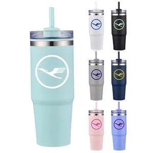 Union Printed - 30 Oz. Double Wall Tumbler w/ Straw