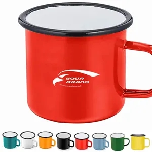 12oz Vintage Enamel Coffee Mug Camping Cup Colored