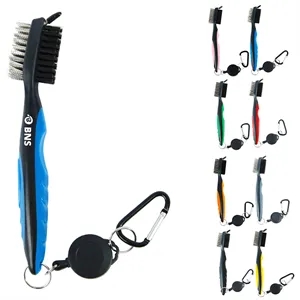 Retractable Golf Brush With Nylon Bristles And Carabiner