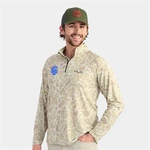 Huk® Men's Printed 1/4 Zip with UPF 40+ protection