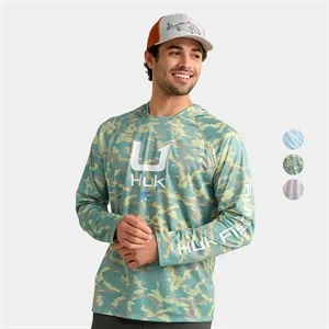 Huk® Men's UPF 50+ Hoodie with Wicking Mesh and Custom Logo