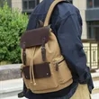 Vintage Canvas Backpack Travel Rucksack W/ Leather Flap | https://www.bestnamebadges.com