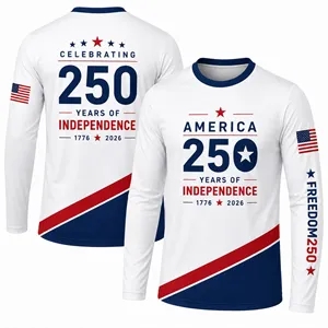 America250 Patriotic Sublimated Long Sleeve T Shirt 5.3 Oz