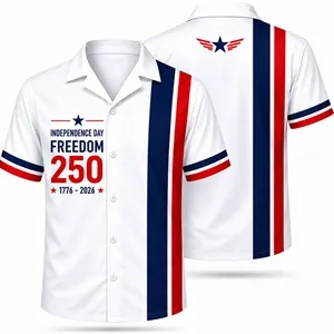 Men's America250 Sublimated Hawaiian Cuban Collar Camp Shirt