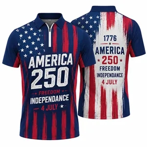 America250 Dye Sublimated Performance 1/4 Zip Polo Shirt