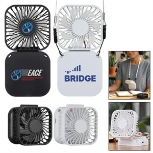 Handheld Rechargeable Folding Mini USB Fan w/Lanyard