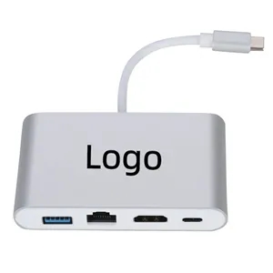 4-in-1 Type-C to USB 3.0 RJ45 HDMI PD Converter Adapter Hub