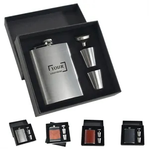 8 oz Stainless Steel Hip Flask Gift Set