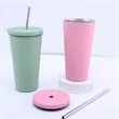 Double-Wall Stainless Steel Straw Coffee Mug | https://www.bestnamebadges.com
