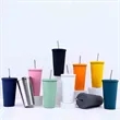 Double-Wall Stainless Steel Straw Coffee Mug | https://www.bestnamebadges.com