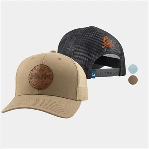 HUK® Leather Patch Trucker Hat with adjustable Snapback