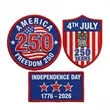 3" America250 Custom Embroidered Patch With 100% Thread Cove | https://www.bestnamebadges.com