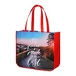 Full Color Laminated Curved Bottom Shopping Tote Bag | https://www.bestnamebadges.com