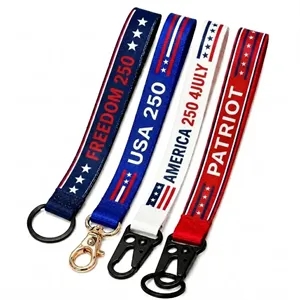 1'' America250 Custom Printed Nylon Wrist Lanyards