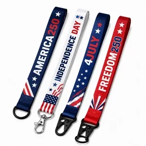 1'' Custom Printed America250 Sublimated Wrist Lanyards
