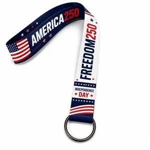 3/4" America250 Wrist Keychain Lanyard With Split Ring