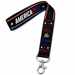 3/4" America250 Custom Sublimated Wrist Keychain Lanyard