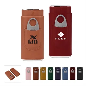 Leather Humidor Cigar Case W/ Cutter