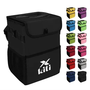 6L Waterproof Small Car Trash Can W/ Lid & Pockets