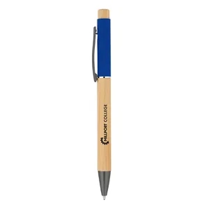 Bamboo Barrel with Gunmetal Clip Pen