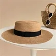 Straw Boater Hat Wide Brim UV Beach Cooling Cap Strap | https://www.bestnamebadges.com