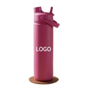 24 oz Insulated Water Bottle with 2in1 Straw and Spout Lid