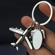 Airplane Luggage Tag Charm Keychain Metal Airline Key Ring | https://www.bestnamebadges.com