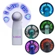 Pre-Programmed White Mini Fan with LED | https://www.bestnamebadges.com