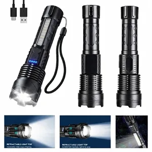 COB Extremely Bright Rechargeable Torch w/ Zoom Flashlights