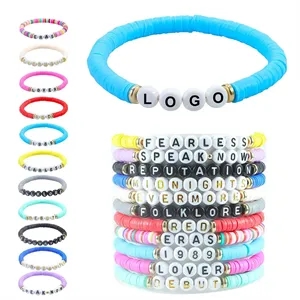 Colorful Polymer Clay Letter Bead Friendship Bracelet