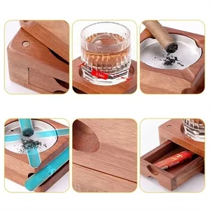 Wooden Cigar And Whiskey Tray