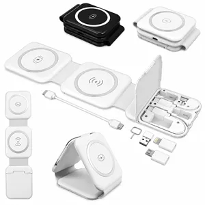 3-in-1 Folding Wireless Charger Storage Box with Phone Stand