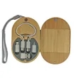 Bamboo Wireless Charger Set with Multi-Cable Organizer | https://www.bestnamebadges.com