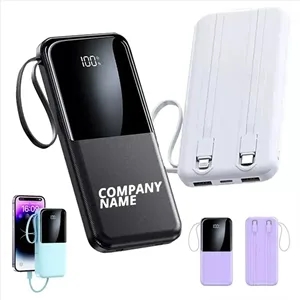10000mAh Portable Power Bank with Built-in Cables