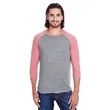 Threadfast Apparel Unisex Triblend 3/4-Sleeve Raglan | https://www.bestnamebadges.com