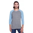 Threadfast Apparel Unisex Triblend 3/4-Sleeve Raglan | https://www.bestnamebadges.com