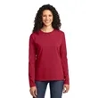 Port & Company Women's Long Sleeve Core Cotton Tee. | https://www.bestnamebadges.com