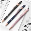 Soft Touch Rose Gold Trim Metal Pens | https://www.bestnamebadges.com